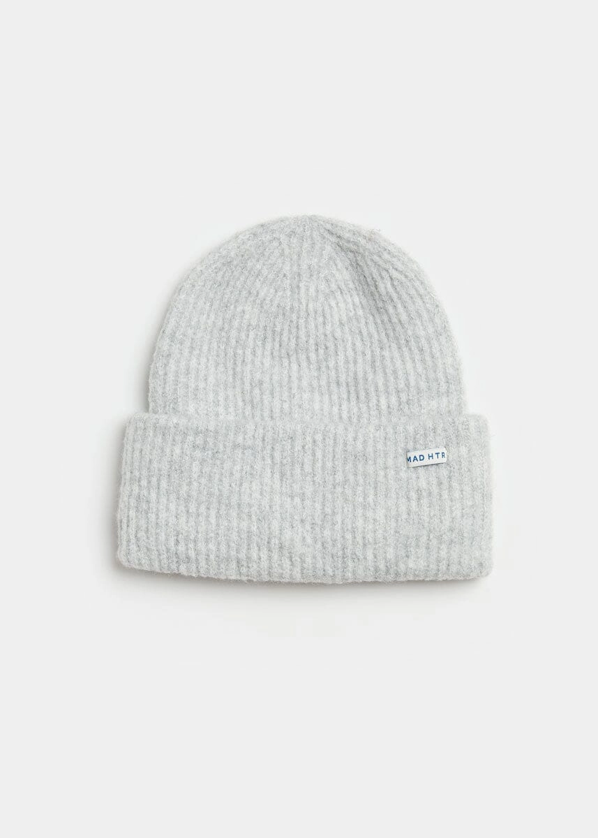 Adult Mad Hatter Ribbed Knit Beanie - Heather Grey