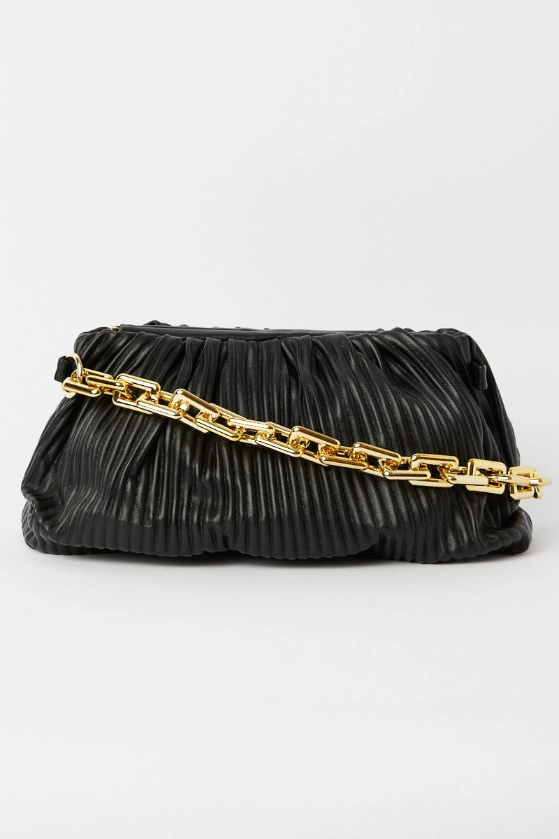 Black Ruched Crossbody Bag