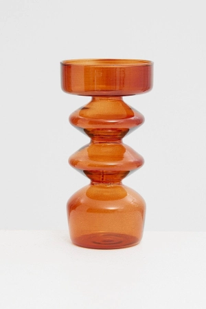 Brown Glass Candle Holder and Vase