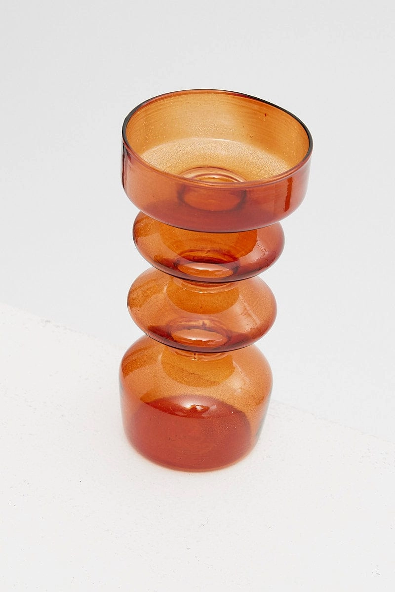 Brown Glass Candle Holder and Vase