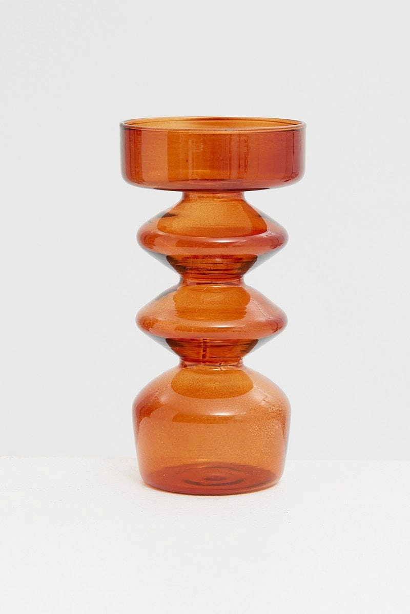 Brown Glass Candle Holder and Vase