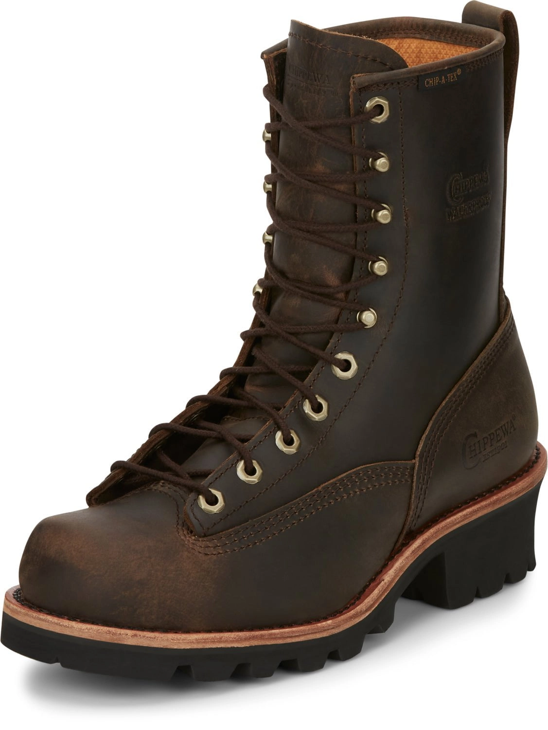 Chippewa Mens Paladin 8in Waterproof Logger Bay Apache Leather Work Boots 11.5 M