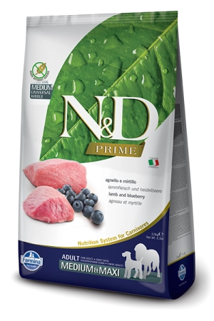 Farmina Natural & Delicious Prime Lamb & Blueberry Adult Medium & Maxi Dry Dog Food