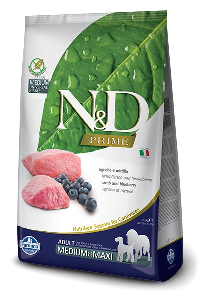 Farmina Natural & Delicious Prime Lamb & Blueberry Adult Medium & Maxi Dry Dog Food