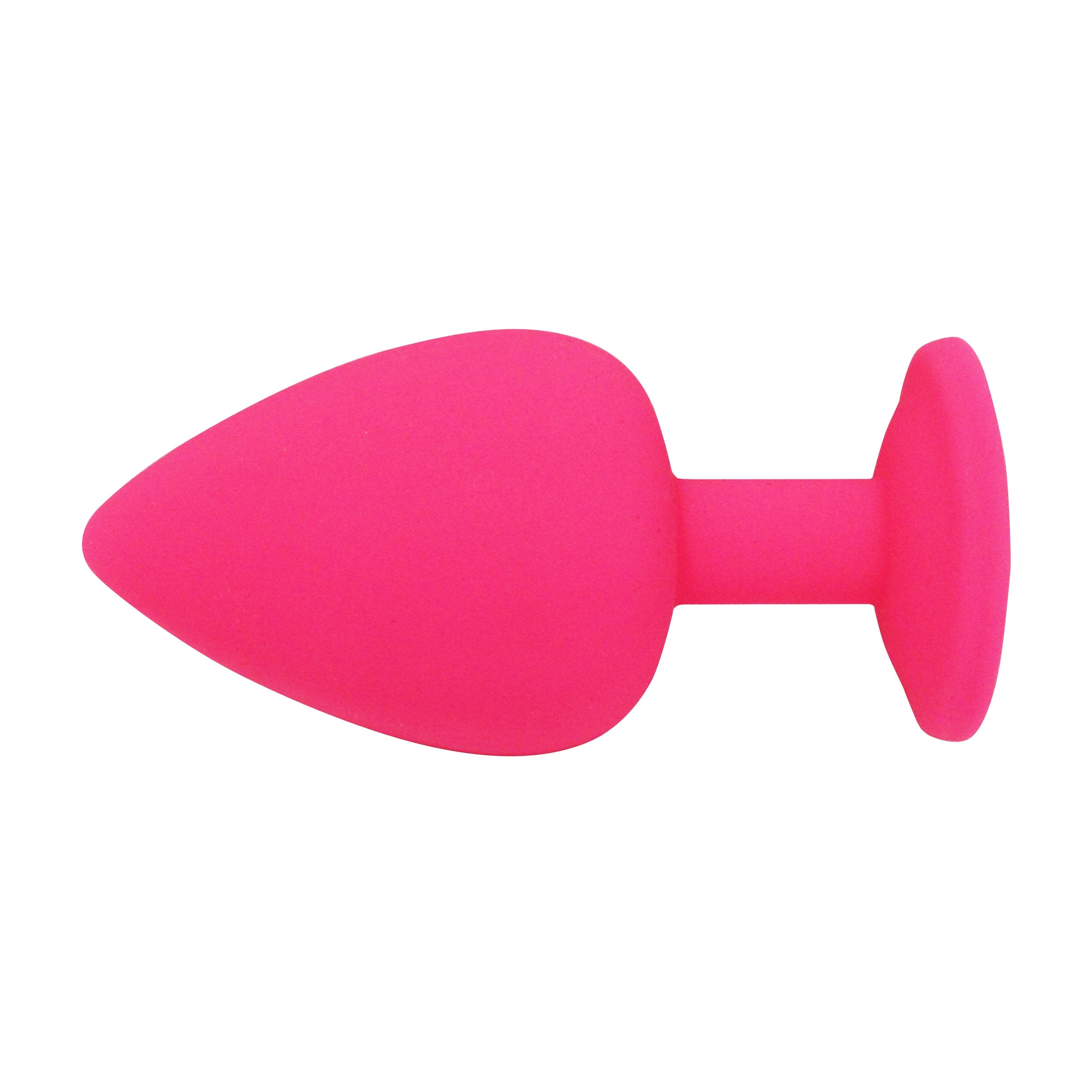 Fetish Pleasure Play Medium Pink Silicone Light Blue Jewel Butt Plug