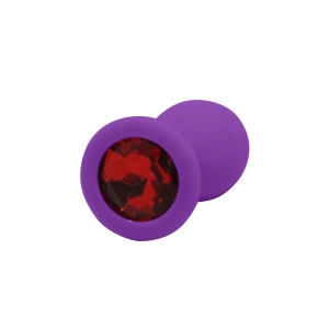 Fetish Pleasure Play Small Purple Silicone Red Jewel Butt Plug