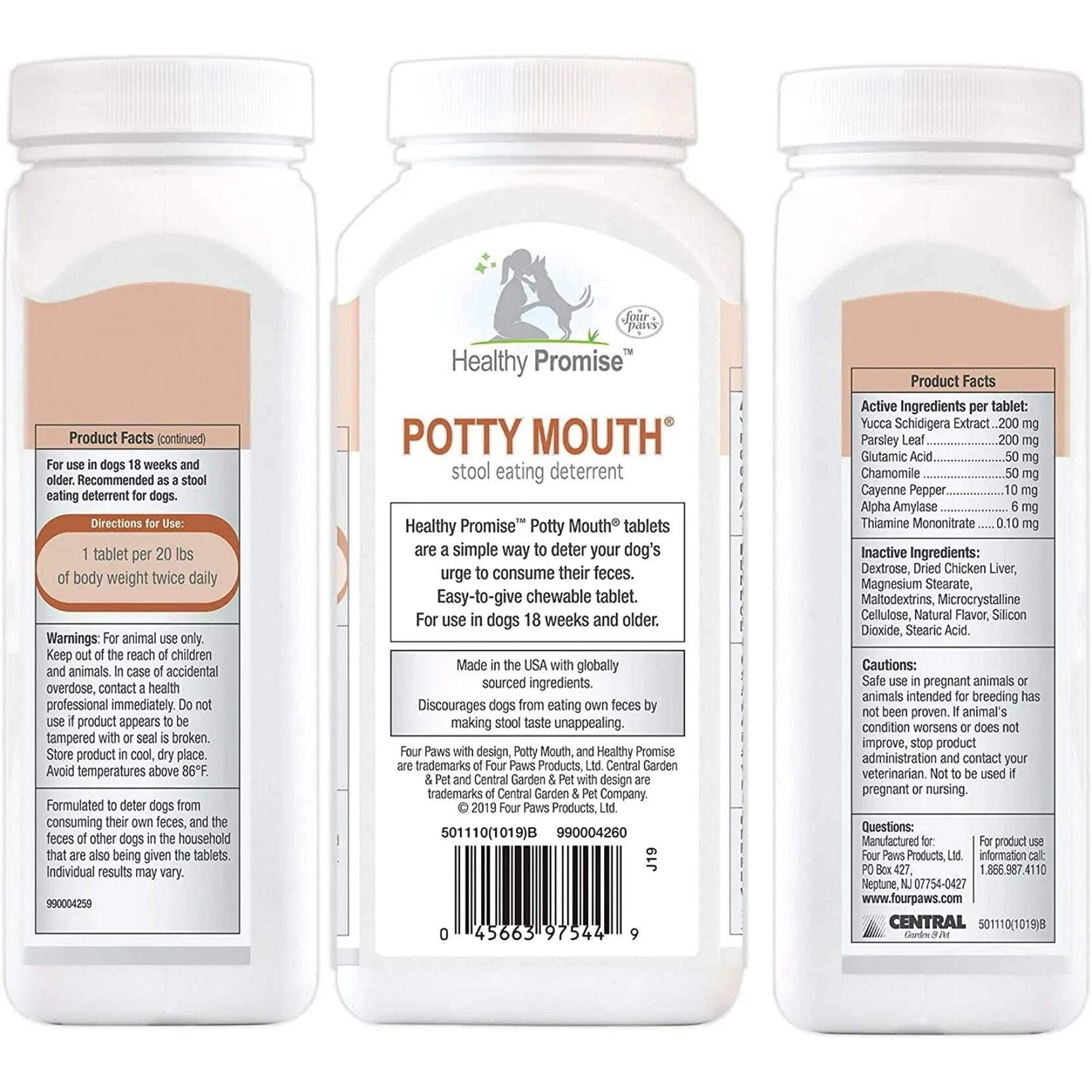 Four Paws Potty Mouth Coprophagia Supplement for Dogs