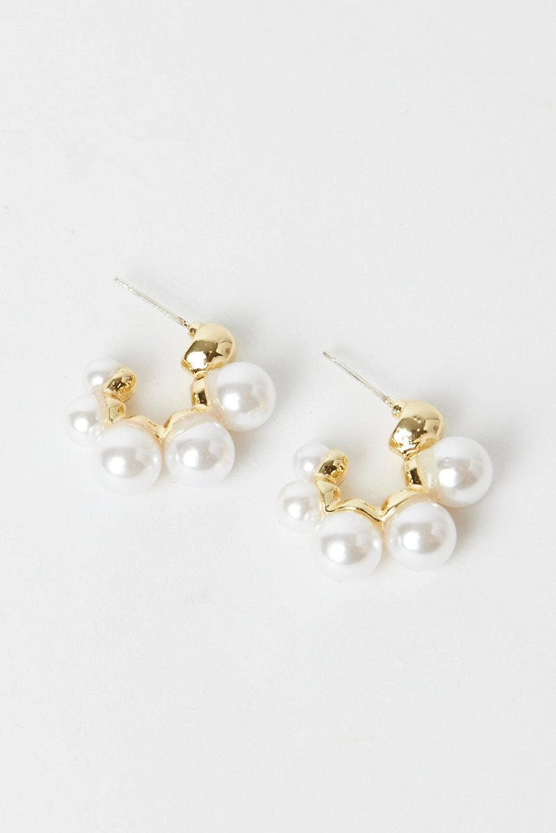 Gold Faux Pearl Earrings