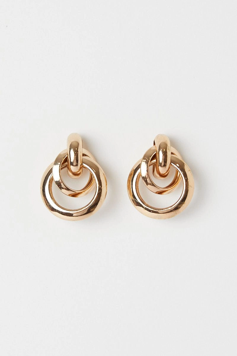 Gold Interlocked Pave Earrings
