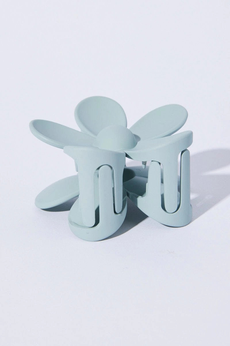 Green Flower Design Hair Claw Clip