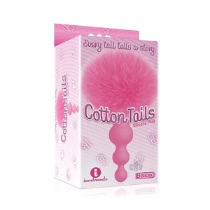 Icon Brands - The 9's, Cottontails, Silicone Bunny Tail Butt Plug, Beaded, Pink
