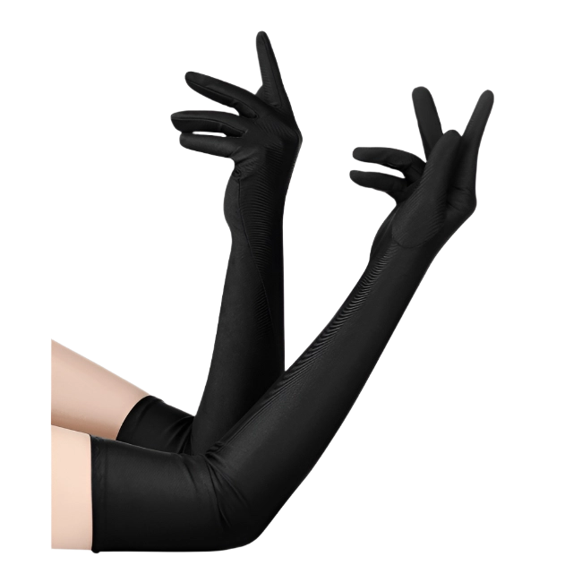 Long Black Elbow Length Gloves