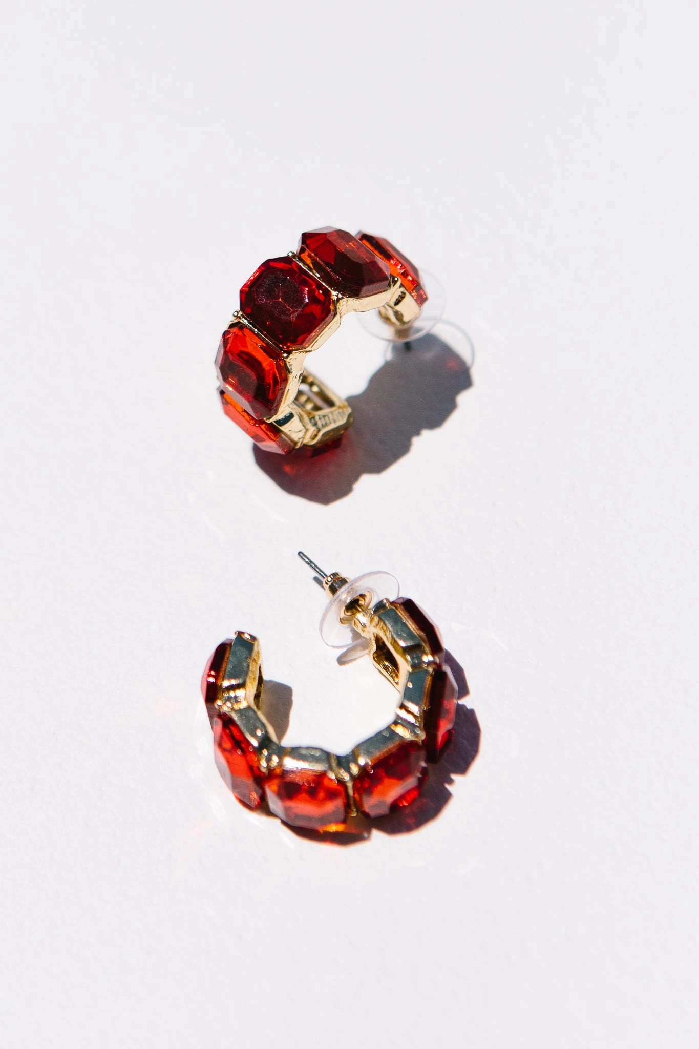 Red Crystal Hoop Earrings