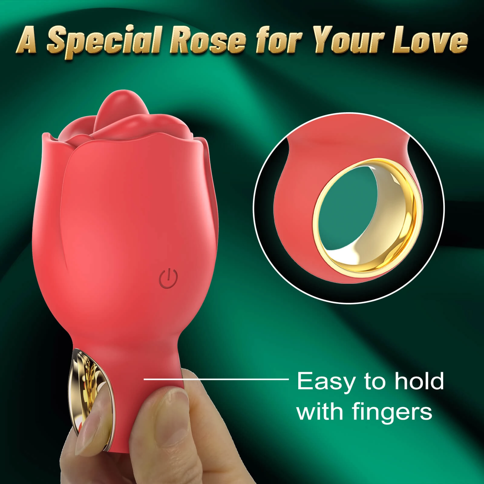 Rosalie Florra – 360° Rotated Tongue Licking Red Rose Bud Vibrator