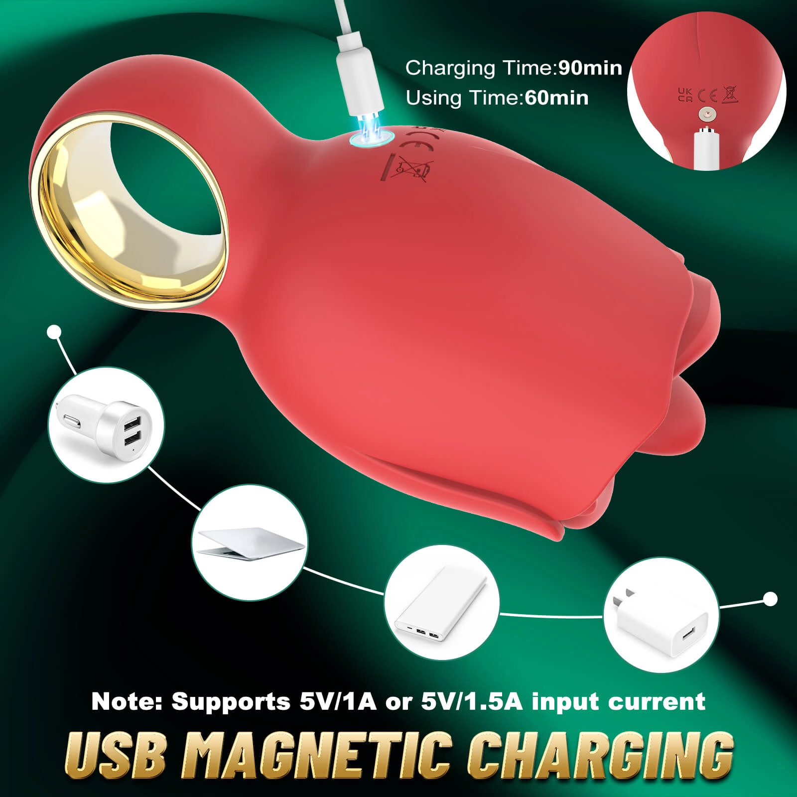 Rosalie Florra – 360° Rotated Tongue Licking Red Rose Bud Vibrator