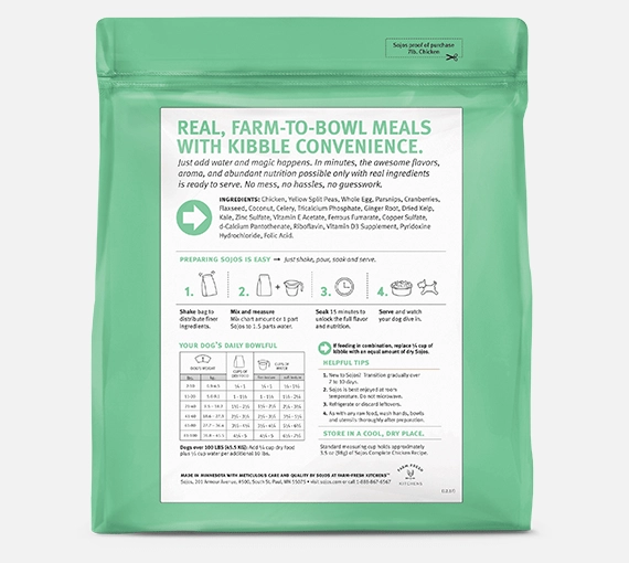 Sojos Complete Chicken Recipe Adult Freeze-Dried Grain-Free Raw Dog Food