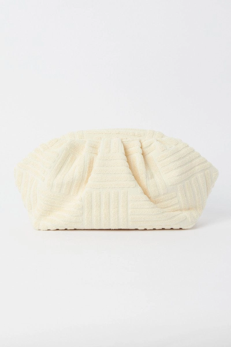 White Toweling Detail Crossbody Bag