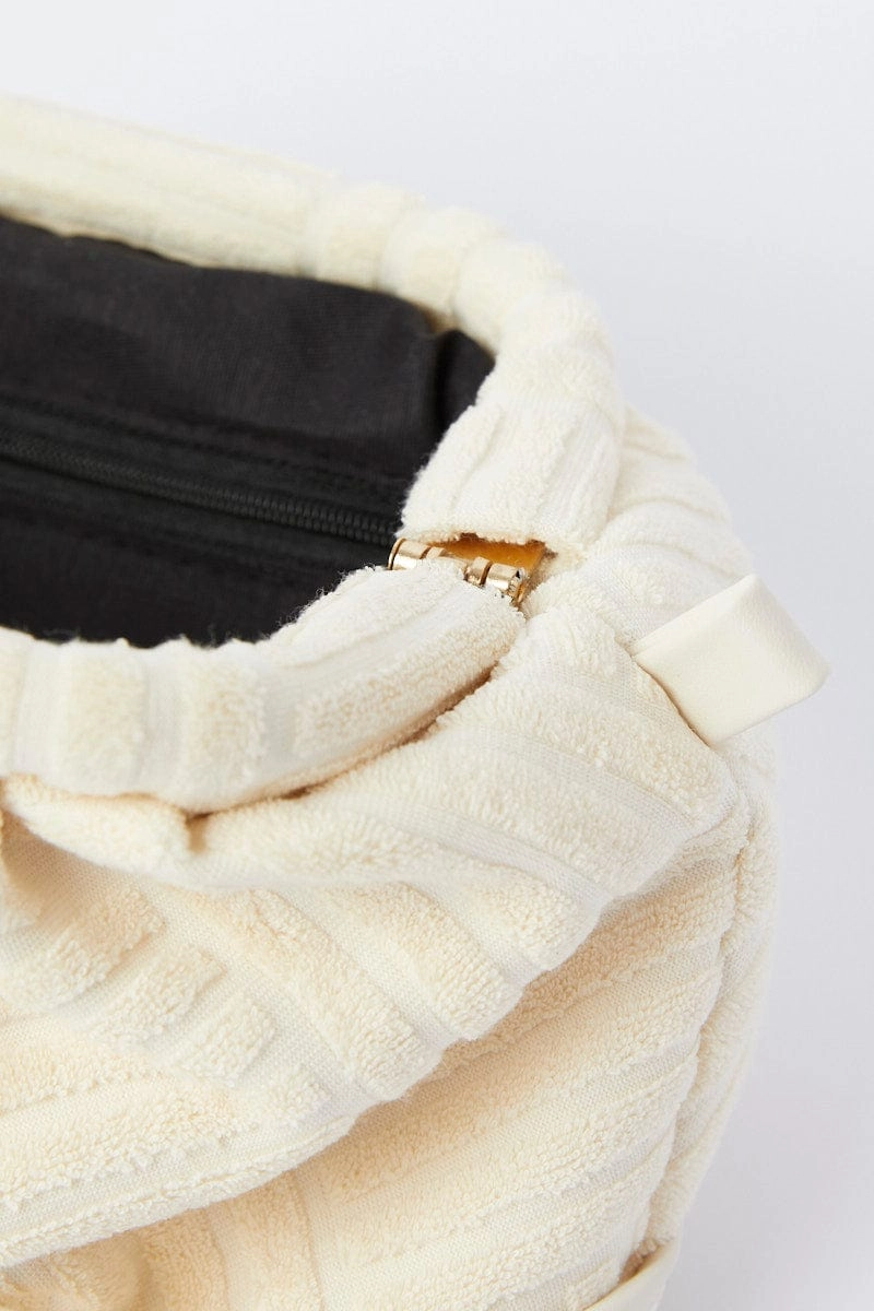 White Toweling Detail Crossbody Bag