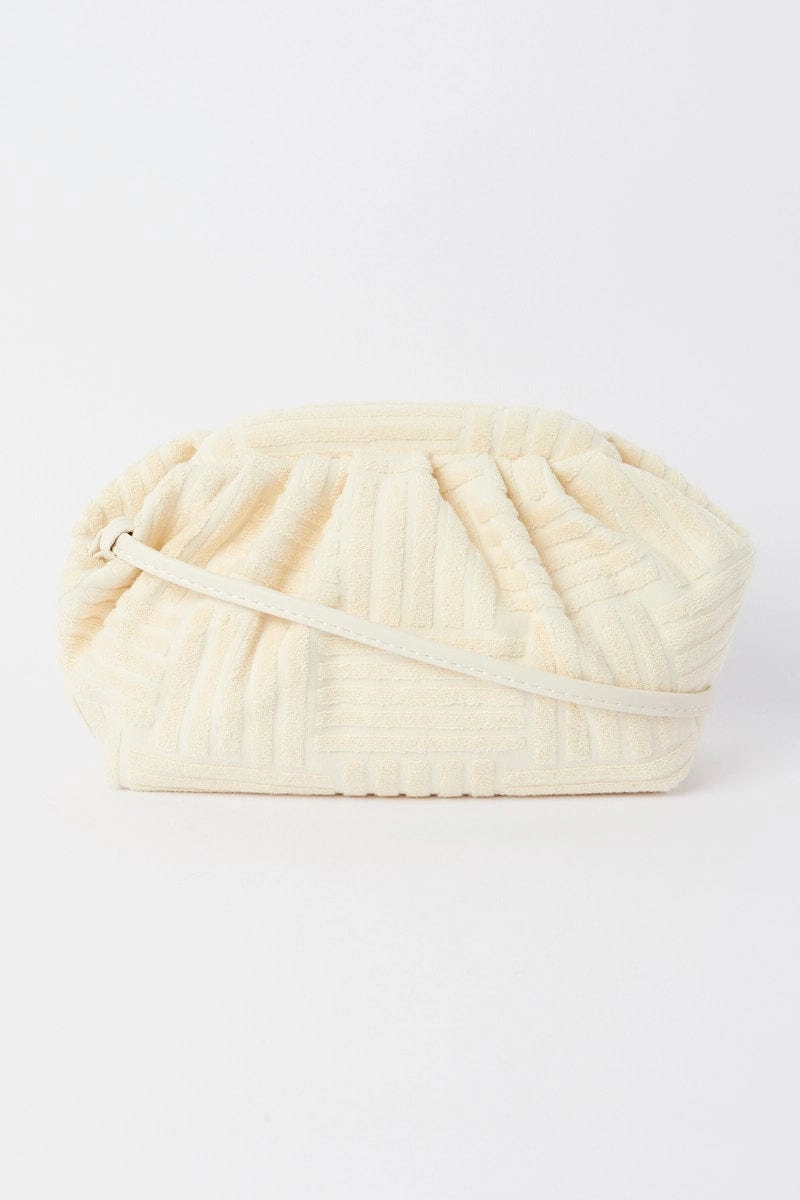 White Toweling Detail Crossbody Bag